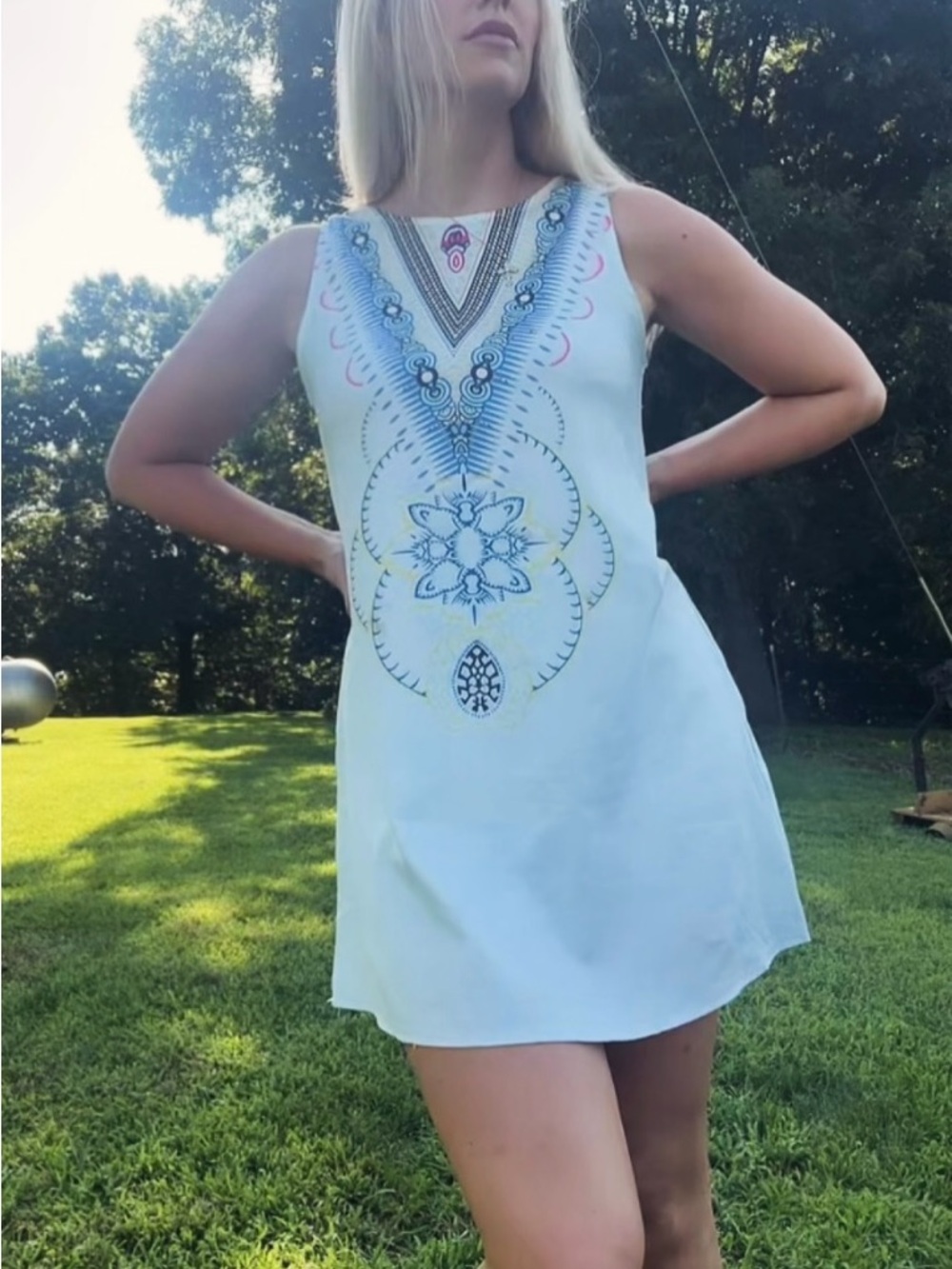 Lucky Brand Mini Dress with Multicolor Embroidery